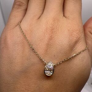 1.03 carat pear lab diamond bezel necklace
